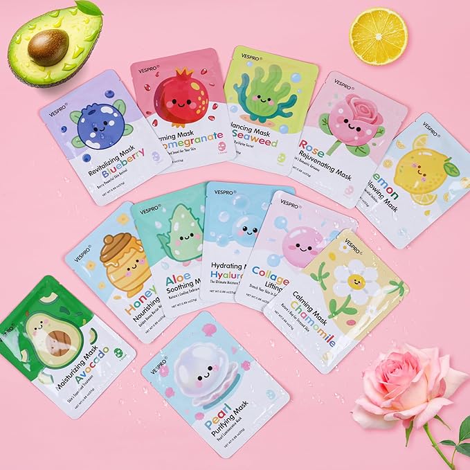 12 Pack Face Masks for Women, Hydrating & Moisturizing Facial Mask for Skincare - Image 8