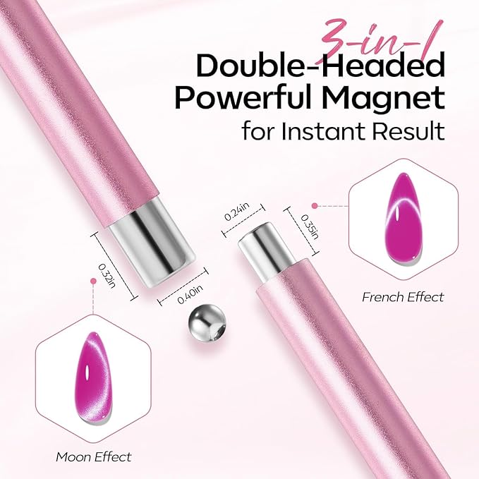 modelones Cat Eye Gel Polish Nail Magnet, 3-in-1 Cat Eye Magnet Pen & - Image 7