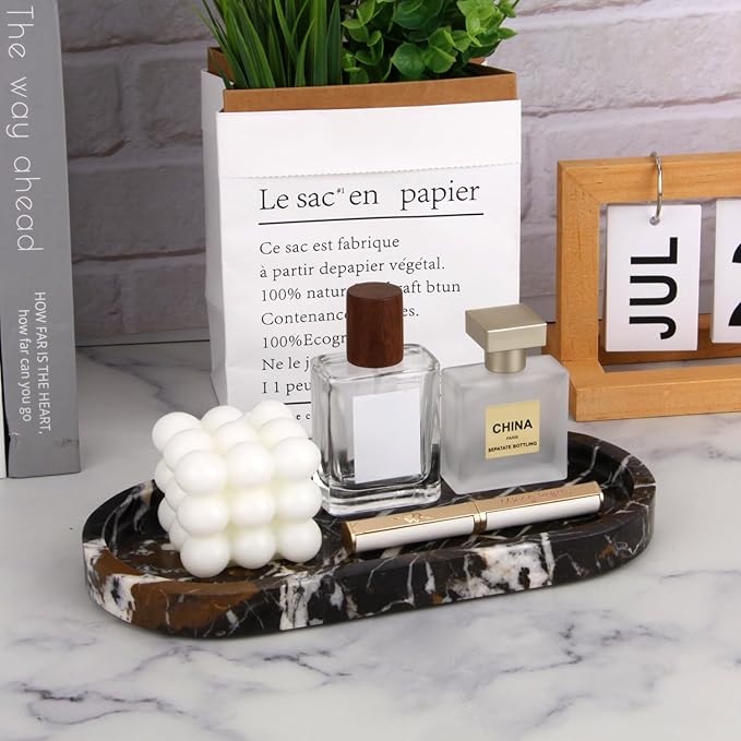 Natural Marble Tray Oval, Bathroom Vanity Tray - Image 6