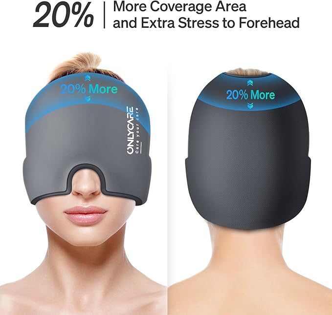 ONLYCARE Migraine Relief Cap, Soothing Migraine Mask, Upgraded Odorless Gel Ice - Image 4
