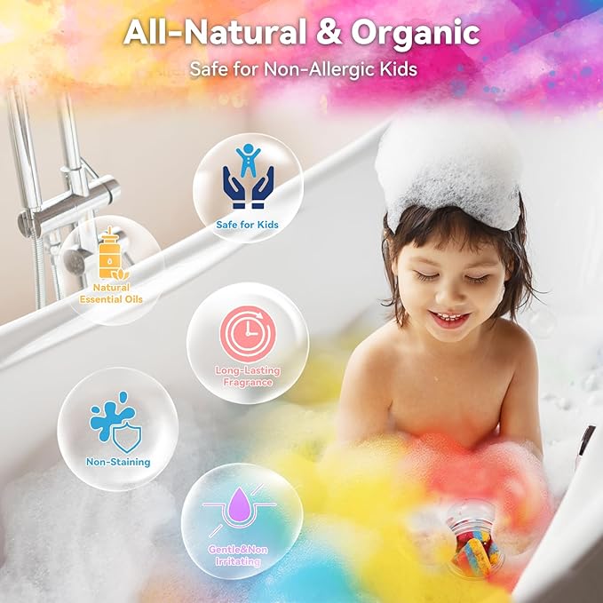Bath Bombs Color Fizzies for Kids: 8 Pcs Scented Potion Bottles 14 Colors Water - Image 2
