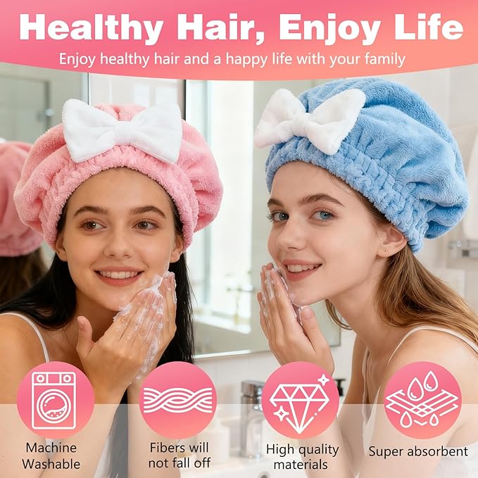 2 Pack Ultra Absorbent Hair Quick Drying Towel - Image 5