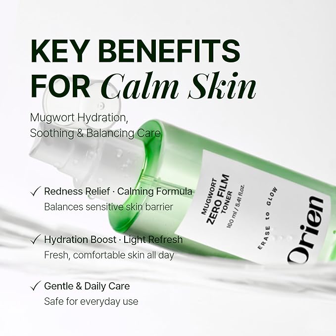 Orien Mugwort Zero Film Toner 5.41 fl.oz. 160ml ㅣpH5.5 Calming, Hydrating Spray - Image 3