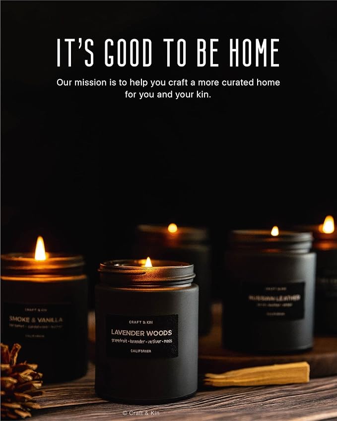 Craft & Kin Premium Pine & Clove Candle | Black Scented Candles - Image 6