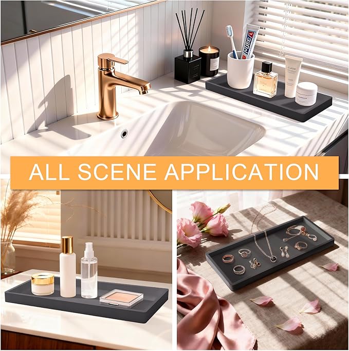 Silicone Bathroom Vanity Tray, 7.8 x 3.9 Inch Perfume Trays - Image 6