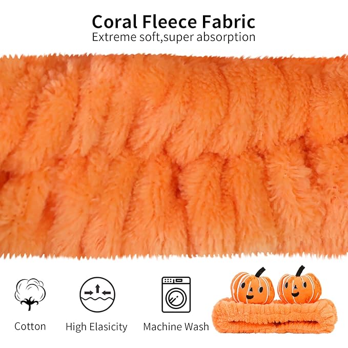 Spa Headband for Washing Face, 2 Pack Cute Halloween Hair Band for Shower Yoga - Image 3