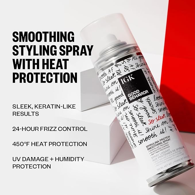IGK Glass Hair Duo | Good Behavior Spirulina Smoothing Spray + Disco Disco - Image 2