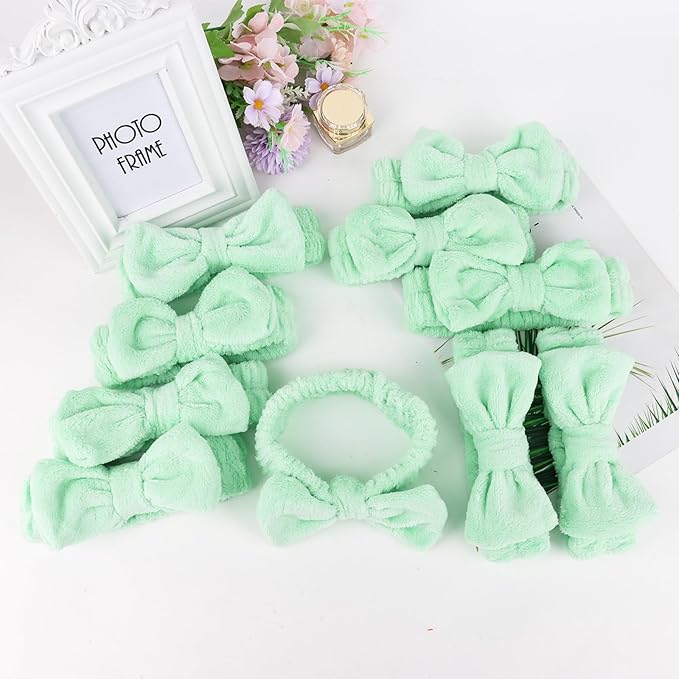 Casoty 10 Pcs Green Face Wash Headbands, Spa Gifts - Image 6