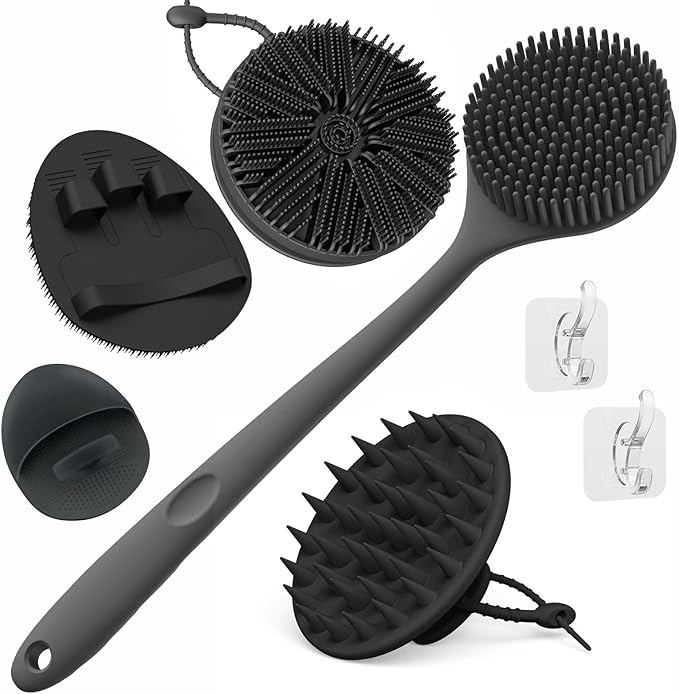 Manmihealth Silicone Back Scrubber & Soft Bath Glove, Silicone Scalp Massager by ManmiHealth