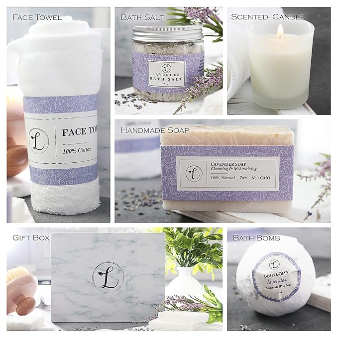Spa Gift Set 100% Natural, Gift Box Includes: Bath Bomb, Bath Salt, Hand Soap - Image 3