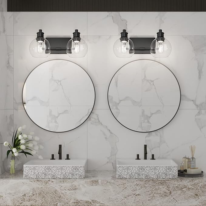 Tipace 2 Lights Industrial Bathroom Vanity Light Fixtures Over Mirror Black - Image 6