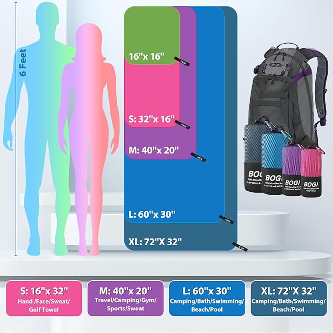 BOGI Microfiber Travel Sports Towel-Quick Dry Travel Soft Lightweight Absorbent - Image 3