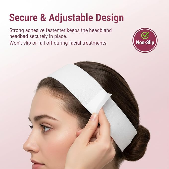 100 PCS Disposable Headbands for Spa, Stretch Non-woven Facial Headband - Image 4