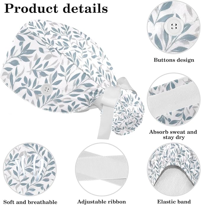 Scrub Cap with Hair Scrunchy, Ponytail Holder Surgical Cap - Image 4