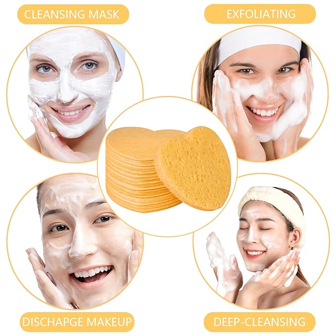 50-Count Facial Sponges Compressed, 100% Natural Cellulose Face Sponge - Image 2