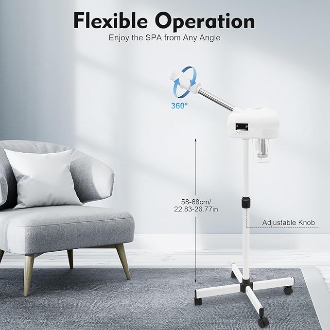 Professional Facial Steamer, Hot Mist Spray & Ozone, LCD Touch Screen & Timer - Image 2