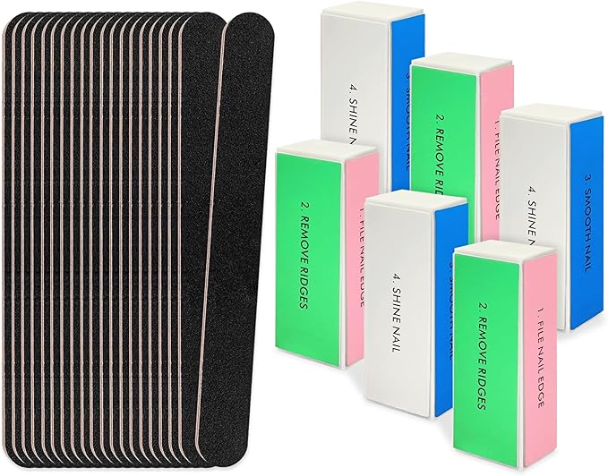 LNAUJS 26 Pack Nail Files and Buffers Set, 100/180 Grit Black Nail Files and by LNAUJS
