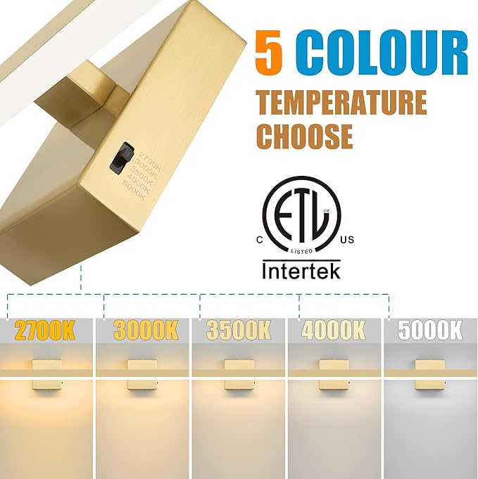 Gold Bathroom Vanity Light 31.5 inch, 26W Dimmable 5CCT LED Modern Bathroom - Image 4