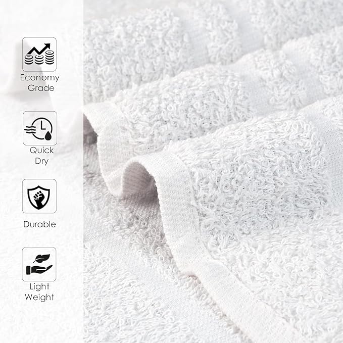 24 Pack White Hand Towels 100% Cotton Spa Towel – 16x27 inches Highly - Image 2