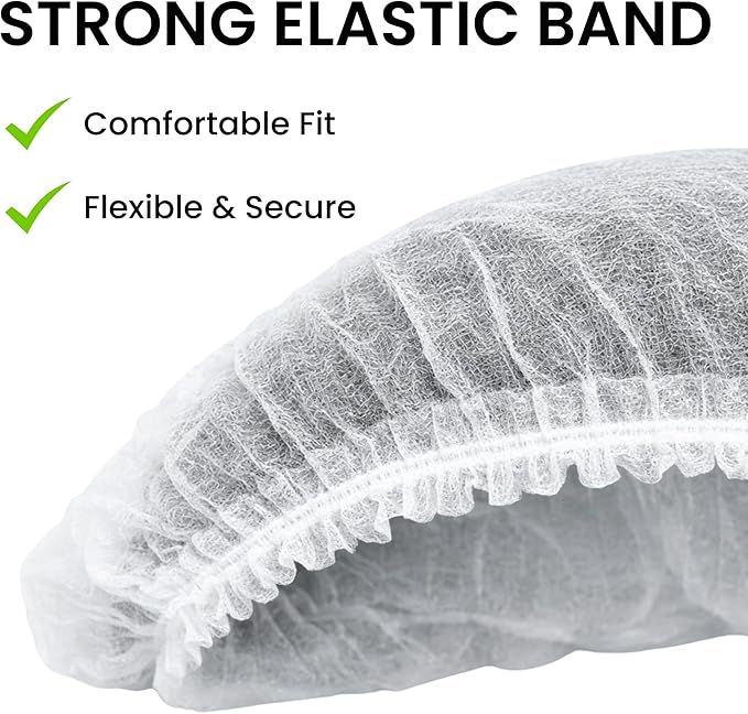 Disposable Bouffant Caps 21 Inch Non Woven Hair Net Elastic Head Cover - Image 8