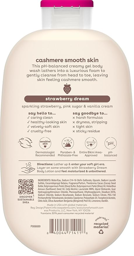 eos Cashmere Body Wash – Strawberry Dreams, Moisturizing Body Wash, Creamy Gel - Image 9