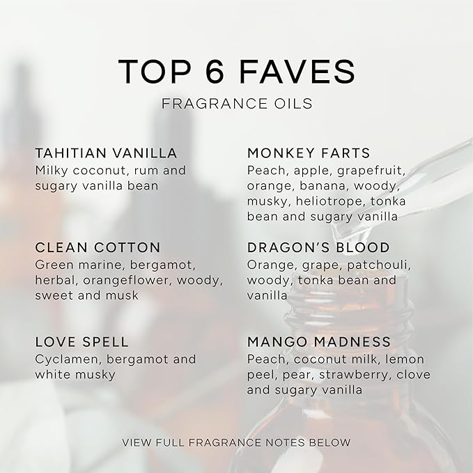 Top 6 Faves - Set of 6 Premium Fragrance Oils - Love Spell, Tahitian Vanilla - Image 2