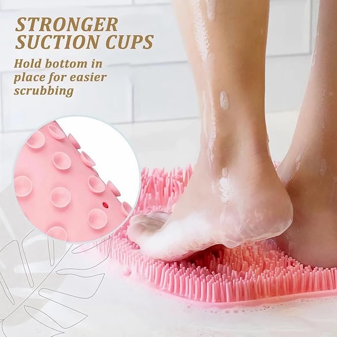 2-Pack Shower Foot Scrubber Mat, Strong Grip Silicone Back and Foot Washer - Image 6