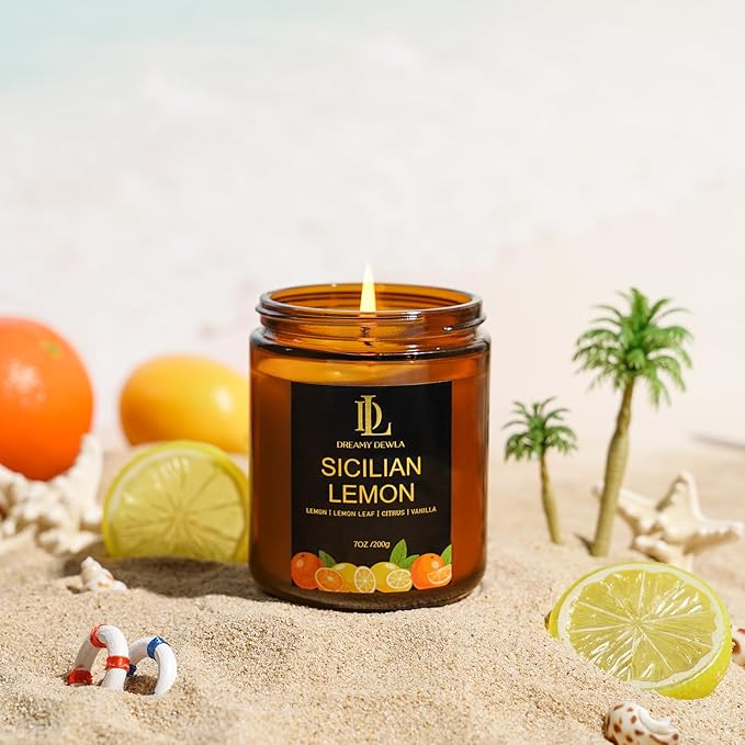 Sicilian Lemon Candles, 7oz Sicilian Lemon Scented Candle, Natural Soy Candles - Image 5