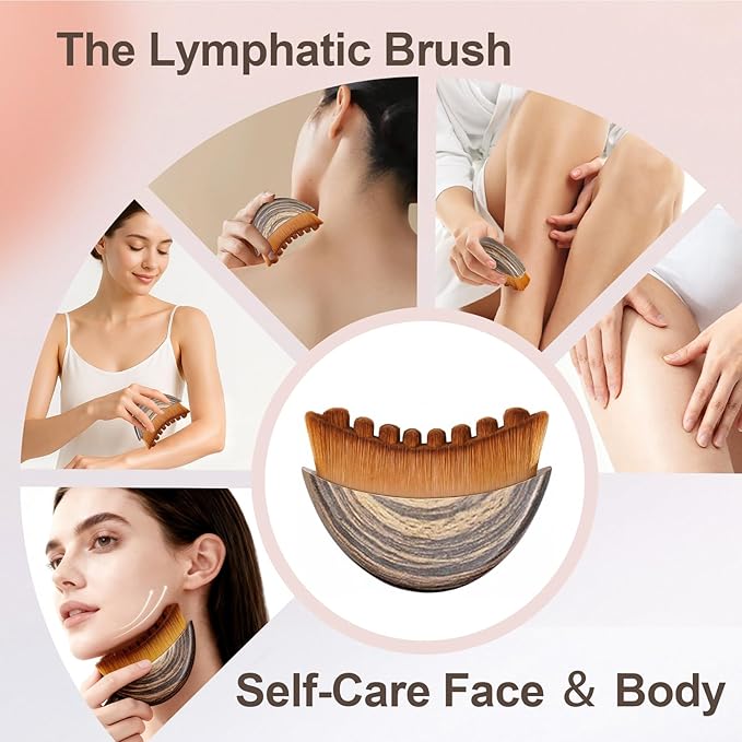 Lymphatic Contour Face Brush, Manual Lymphatic Drainage Massager, Natural - Image 6