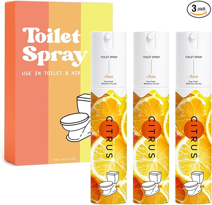 Travel Size Toilet Spray, Bathroom Odor Eliminator, 3 Pack, 1 fl oz Each by CLESH
