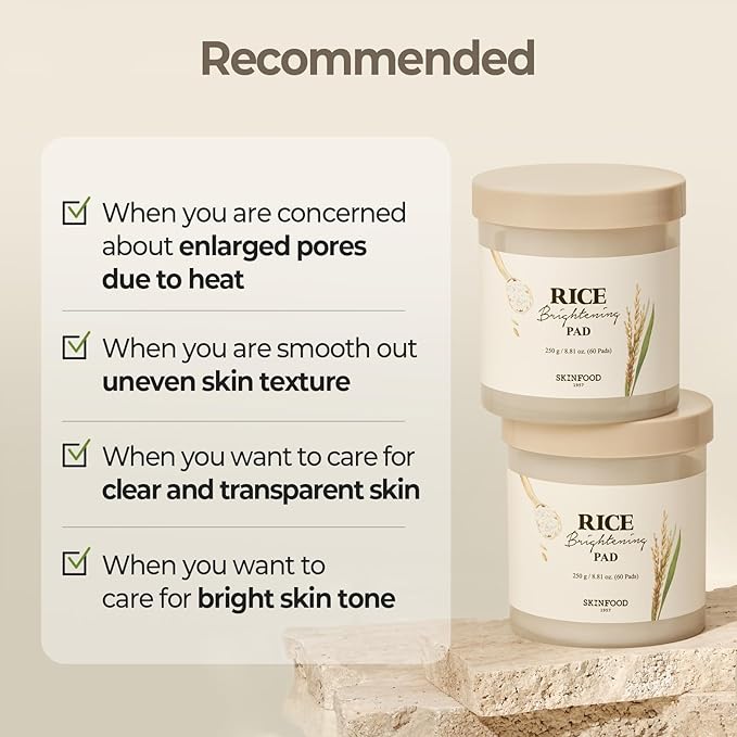 SKINFOOD Rice Brightening Toner Pad, Korean Skincare Face Toner Pads - Image 9