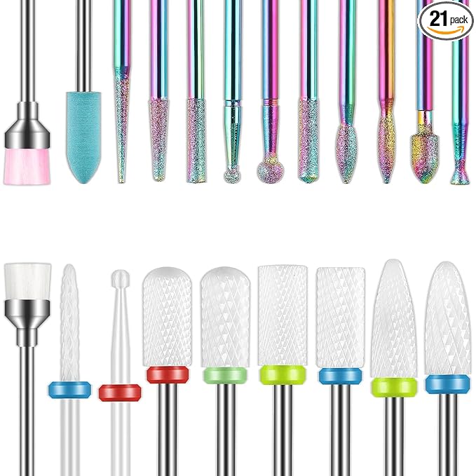 Depvko 21pcs Nail Drill Bits Sets, 3/32 Inch Cuticle Electric Nail File and by Naildrillbits