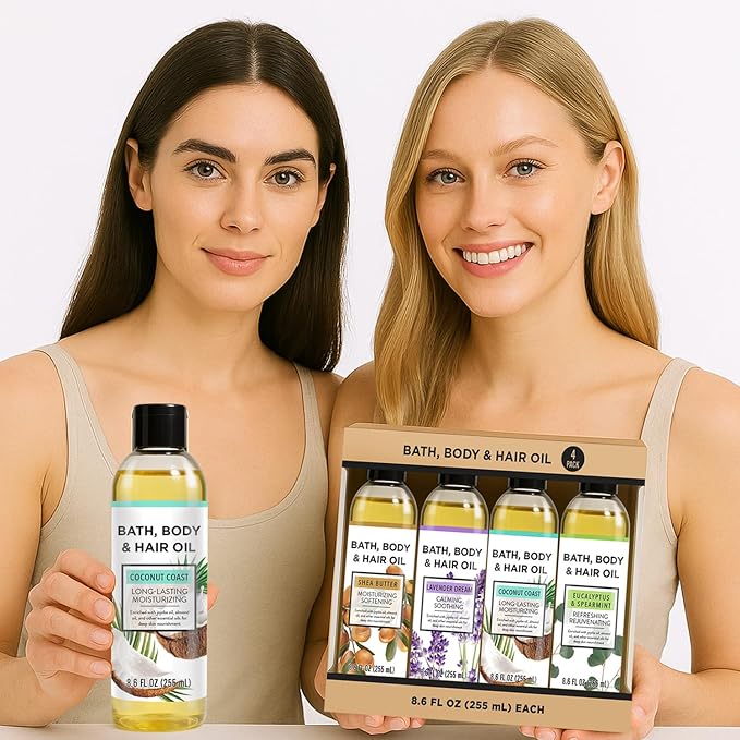 Bath Oil Body Oil with Shea Butter, Eucalyptus Mint, Coconut Scent Bath Oils - Image 6