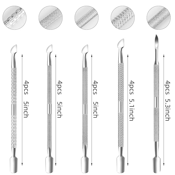 20 Pcs Cuticle Pusher Tools, Professional Dual Sided Stainless Steel Cuticle - Image 3