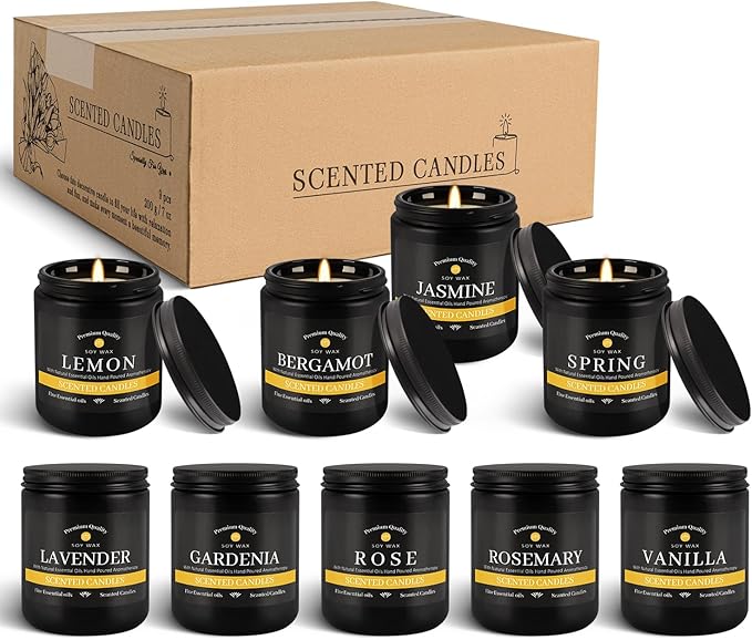 YOROXRG 9Pack Candles for Home Scented, Aromatherapy Candles Gifts Set for Men - Image 7