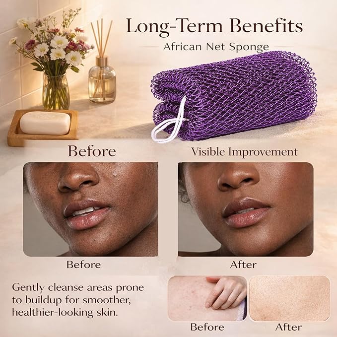 African Net Sponge Authentic, 3 Pieces African Exfoliating Net Sponge Body Back - Image 7
