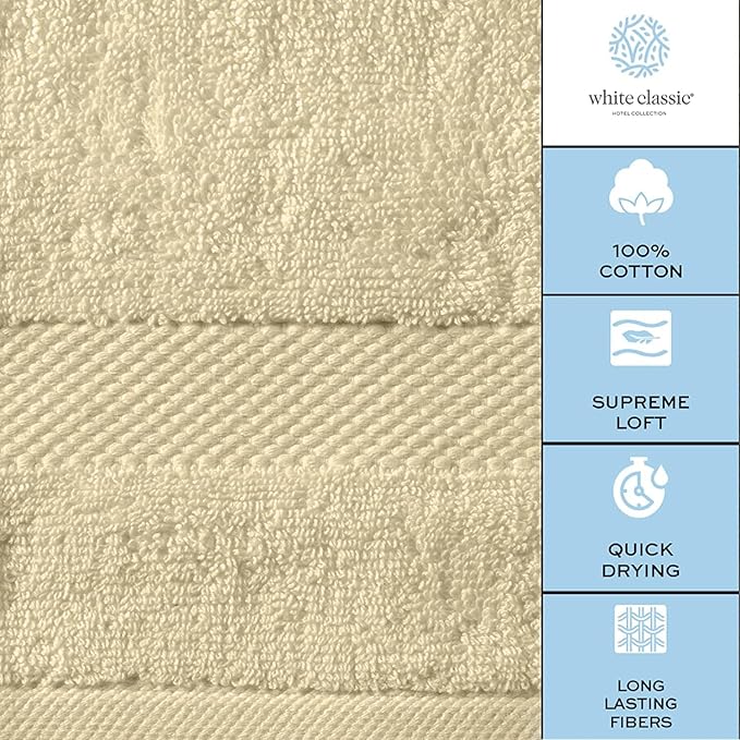 White Classic Luxury Soft Beige Bath Sheet Towels - Image 7