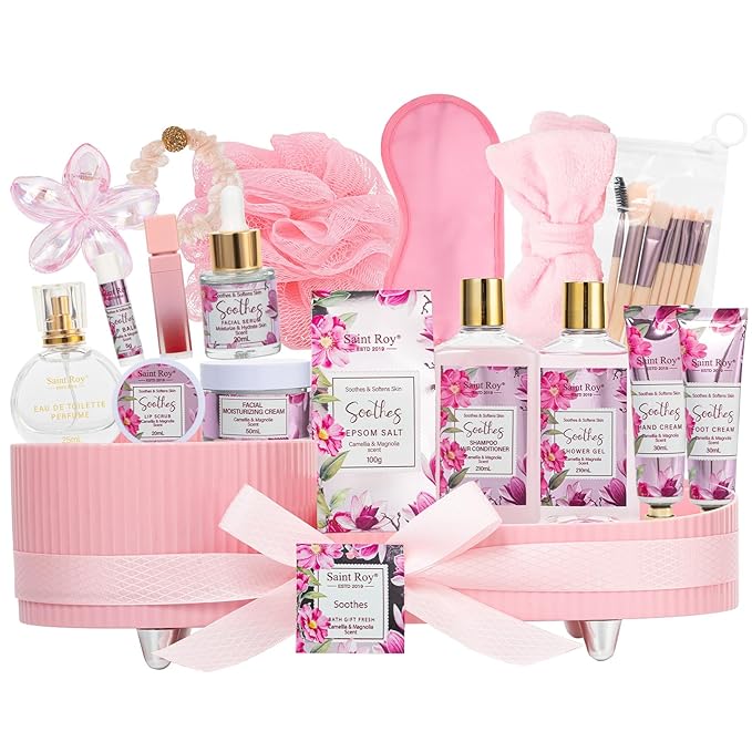 27 Pcs Spa Day Gifts Basket for Women, Camellia & magnolia Bath and Body Gift by SaintRoy