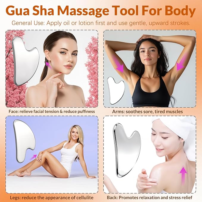 Stainless Steel Gua Sha Facial Tool & V Line Lifting Mask Set 2Pcs: Guasha Tool - Image 3