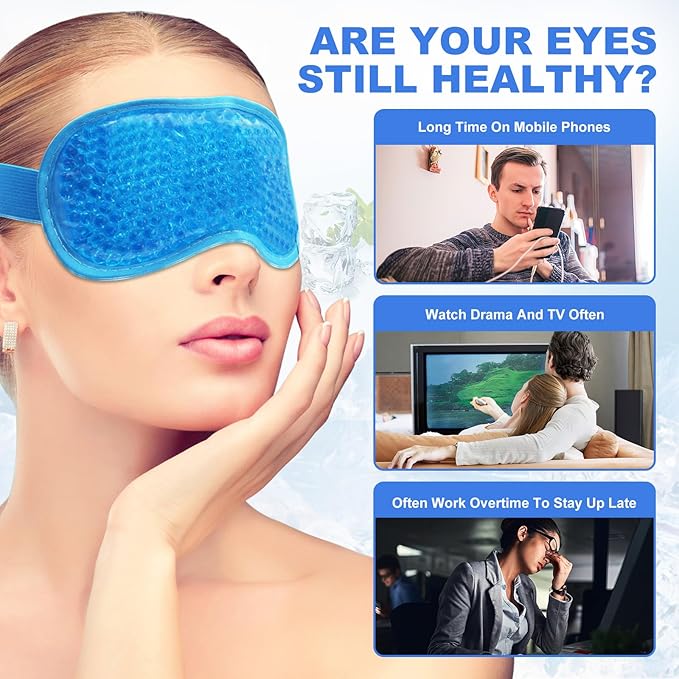 candyfouse 2Pack Cold Cooling Eye Mask, Reusable Hot Colder Therapy Gel Bead - Image 5