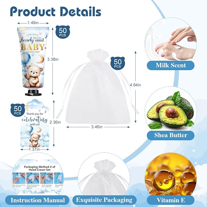 50 Pack Baby Shower Bulk Hand Cream Gifts Sets, Bridal Shower Favors and Baby - Image 3
