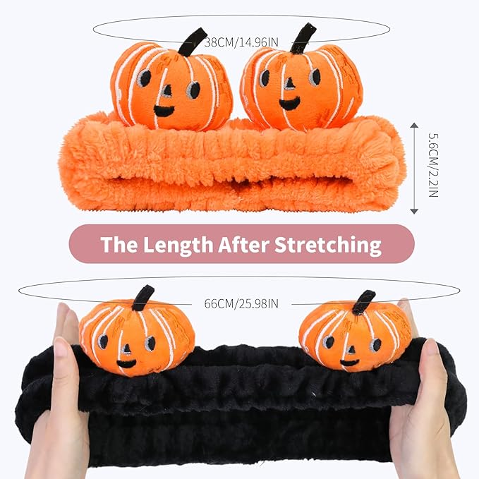 Spa Headband for Washing Face, 2 Pack Cute Halloween Hair Band for Shower Yoga - Image 4