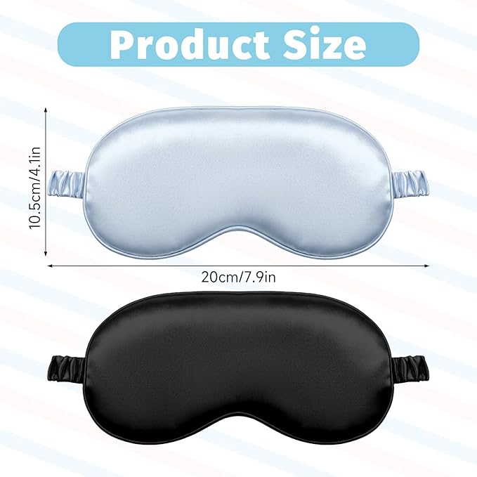 2Pcs Silk Sleeping Mask, Soft Breathable Blackout Eyeshade Comfortable - Image 2