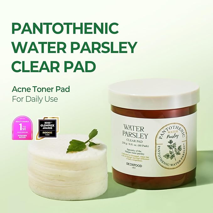 SKINFOOD Pantothenic Water Parsley Clear Toner Pad, Daily Exfoliating Pads - Image 2