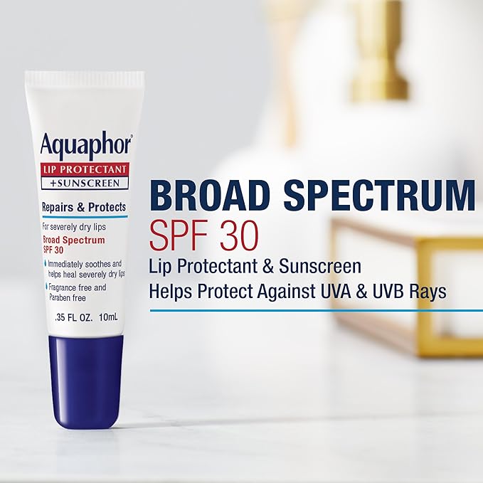 Aquaphor Lip Balm, Lip Repair, SPF 30 | Lip Protectant | 0.35 Oz Tube | Pack of - Image 4