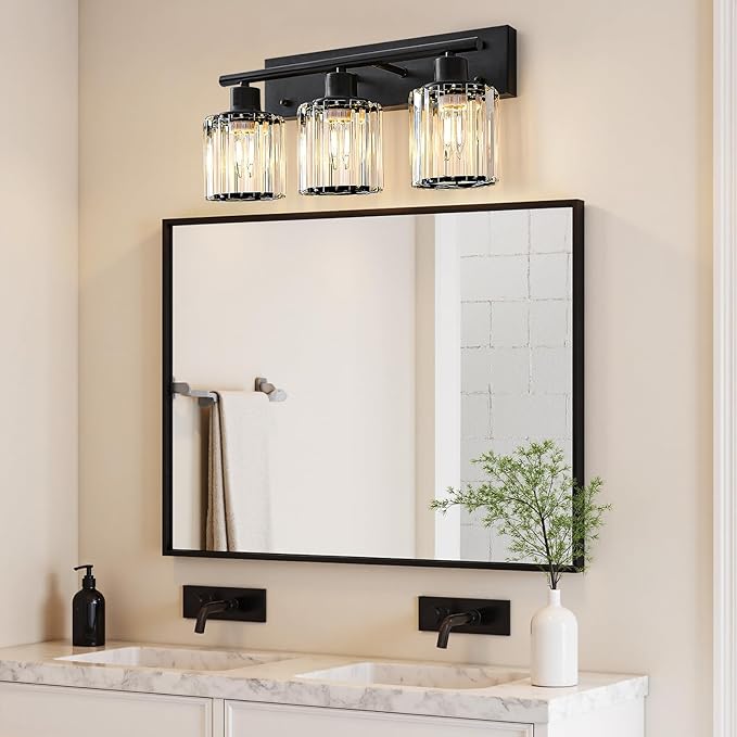Vanity Light, 3-Light Modern Crystal Black Bathroom Light - Image 7
