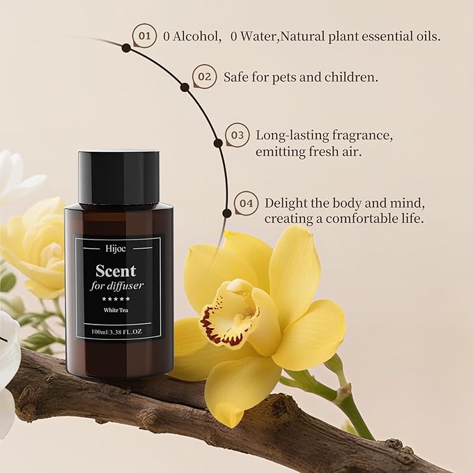 White Tea Waterless Diffuser Oil, Hotel Inspired Luxury Scent, Long Lasting - Image 2