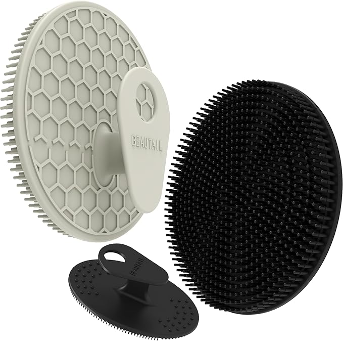 Silicone Body and Face Scrubber Set 3 Pack, BEAUTAIL Shower Bath Scrubber by BEAUTAIL