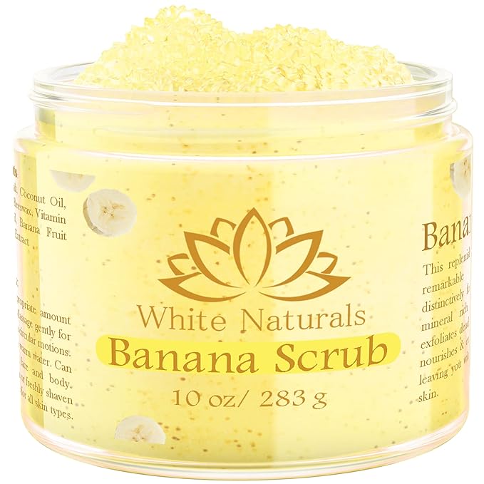 Organic Banana Body Scrub, Moisturizing and Exfoliating Salt Face & Body Scrub by WhiteNaturals