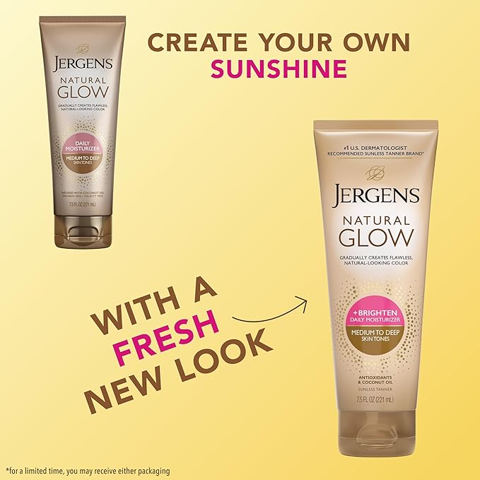 Jergens Natural Glow Self Tanner Body Lotion, Sunless Tanning, Medium to Deep - Image 2